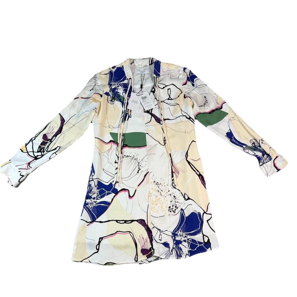 NWT Reiss Margarite Tie Neck Mini Dress - Picture 3 of 12